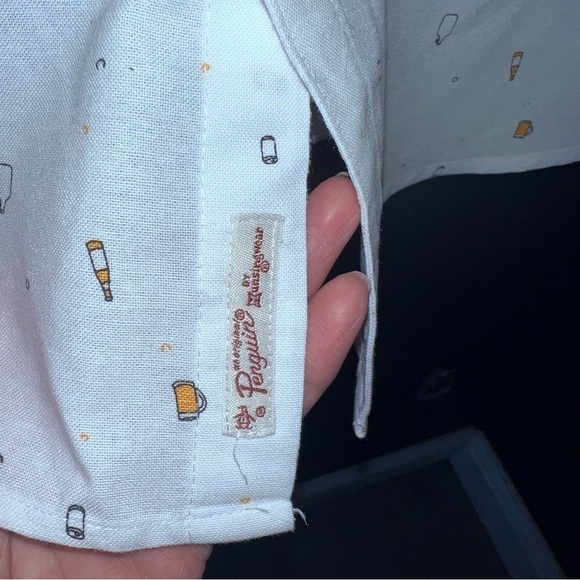 Penguin by Munsingwear  men Shirt Size: XXL Slim Fit Color :White/ beer print - Picture 6 of 9